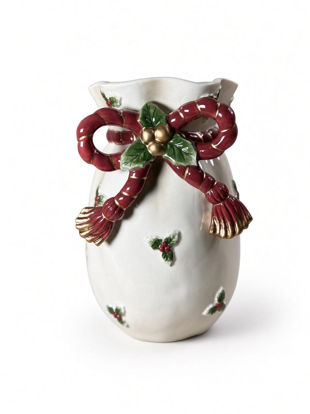 Fitz and Floyd Christmas Sack Pitcher Vase